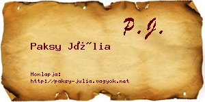 Paksy Júlia névjegykártya